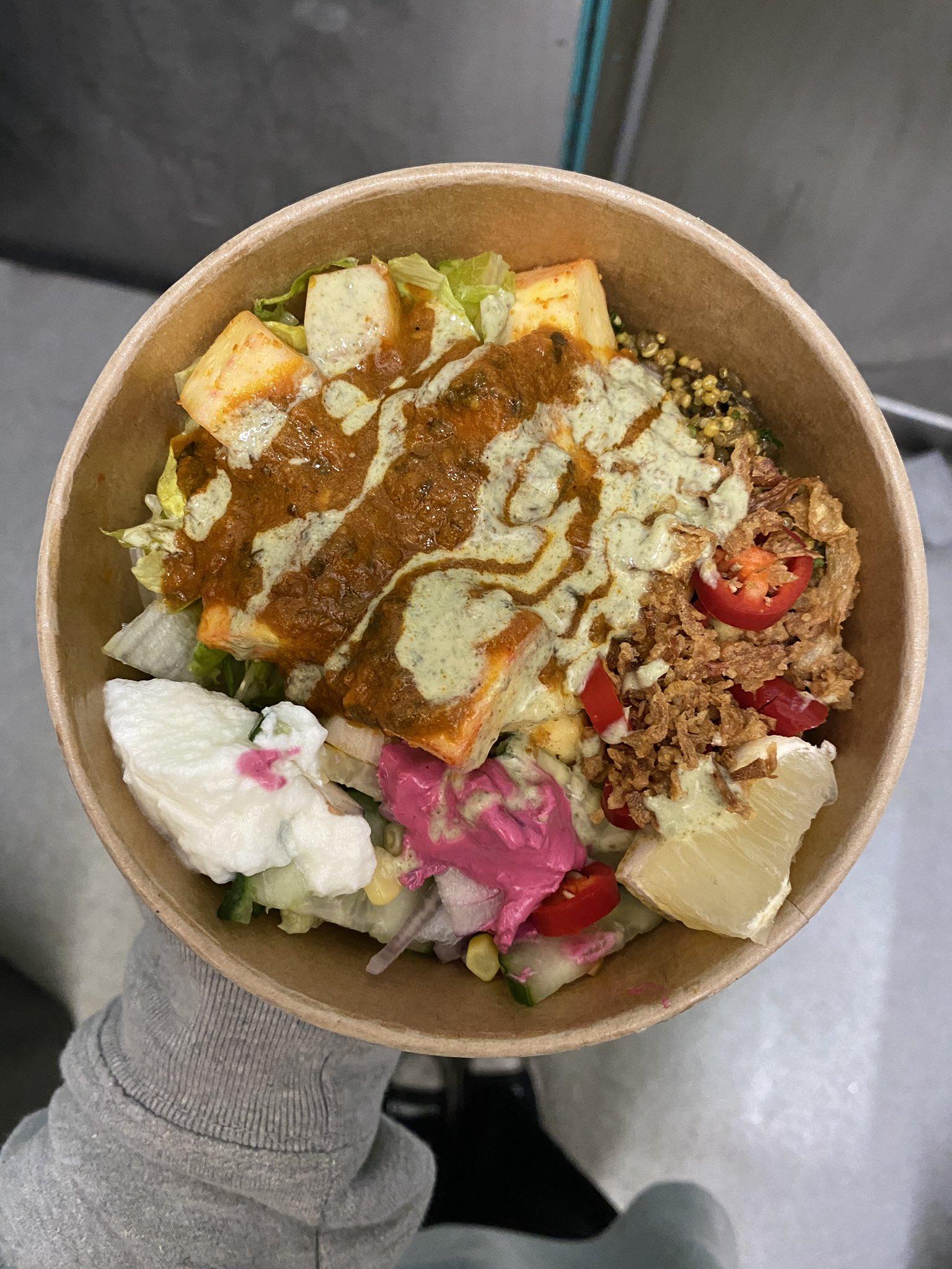 Phone photo of paneer tikka bowl before editing